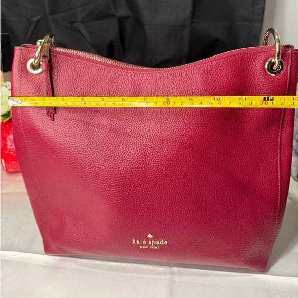 Kate Spade pebbled leather burgundy tote bag - Picture 14 of 15